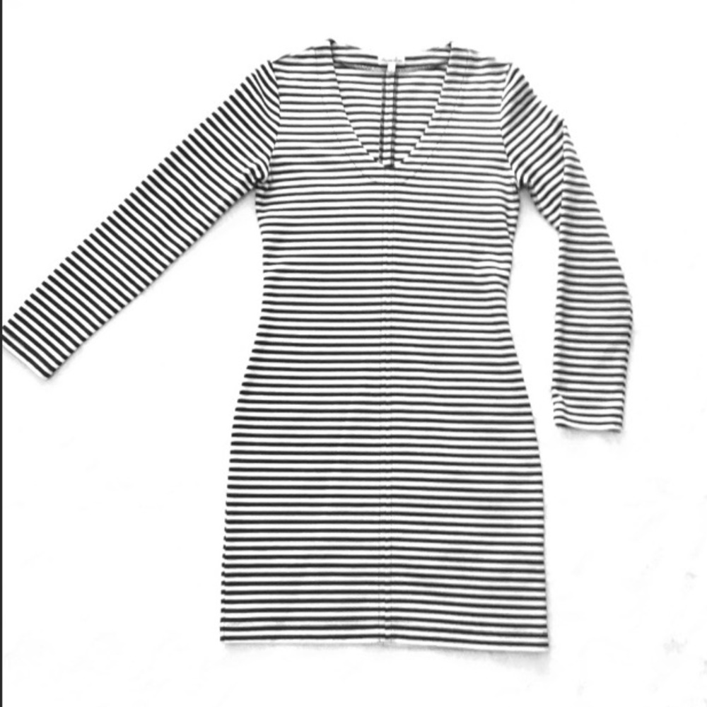 STEVEN ALAN Black n White Stripes Cotton Dress - Picture 1 of 8
